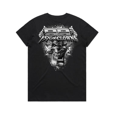 99 Psycho Clowns Black Print Ladies Tee